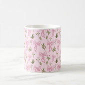 Cute Pink Ribbon Floral Seamless Pattern Kaffeetasse (Mittel)