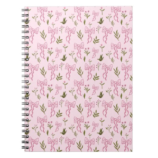 Cute Pink Ribbon Floral Seamless Pattern Notizblock (Vorderseite)