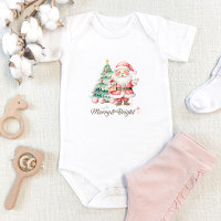 Cute Pink Santa and Christmas Tree