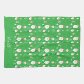 Cute Pink Santa Holiday Pattern Geschirrtuch (Horizontal)