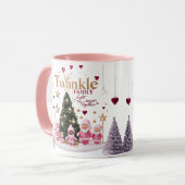 Cute Pink Santa Twinkle Family Personalized Combo Tasse (Vorderseite Links)