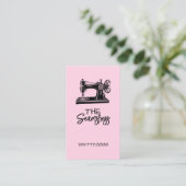 Cute pink Seamstress business card Visitenkarte (Stehend Vorderseite)