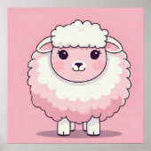 Cute Pink Sheep Nursery Wall Art Print Poster (Vorne)