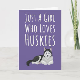 Cute Pink Siberian Husky Cards For Baby Girls Kids Karte