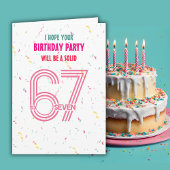 Cute Pink Six Seven 6 7 Coloful Confetti Birthday Karte