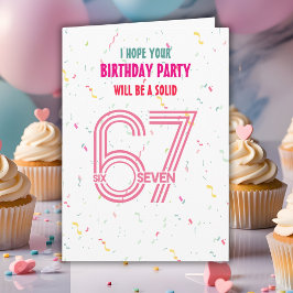 Cute Pink Six Seven 6 7 Coloful Confetti Birthday Karte