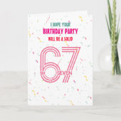 Cute Pink Six Seven 6 7 Coloful Confetti Birthday Karte (Vorderseite)