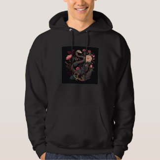 Cute Pink Snake Flowers Illustration Unique Women  Hoodie