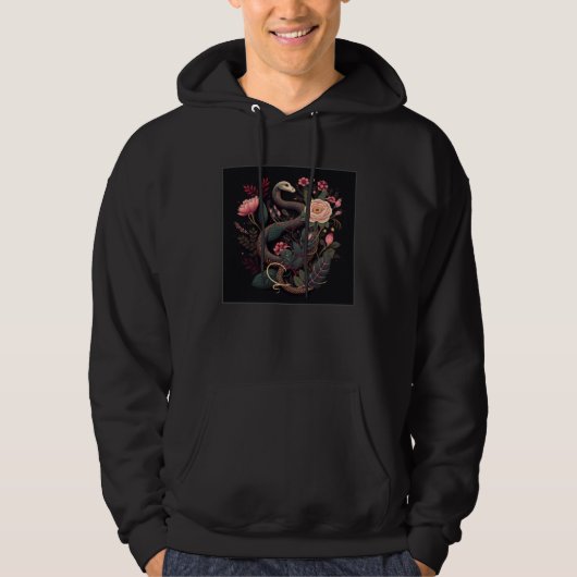 Cute Pink Snake Flowers Illustration Unique Women  Hoodie (Vorderseite)