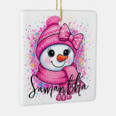 Cute Pink Snowgirl Photo Keramikornament (Rechts)