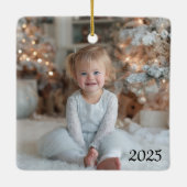 Cute Pink Snowgirl Photo Keramikornament (Rückseite)