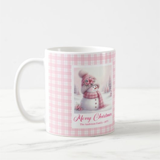 Cute Pink Snowman Christmas Mug Winter Kids Gift Kaffeetasse (Links)