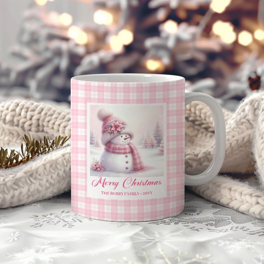 Cute Pink Snowman Christmas Mug Winter Kids Gift Kaffeetasse
