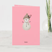 Cute Pink Snowman Kid`s Name Merry Christmas Karte (Rückseite)