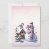 Cute Pink Snowman Winter Birthday Invitation Einladung (Rückseite)