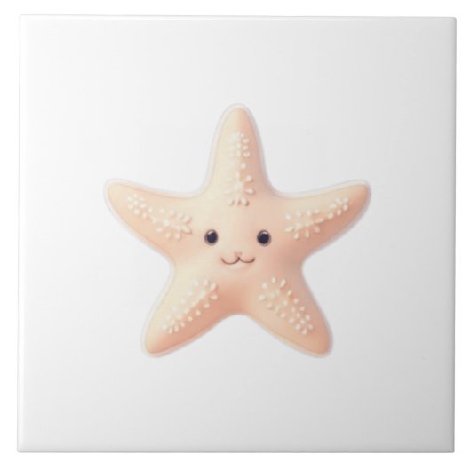 Cute Pink Starfish Fliese (Vorderseite)