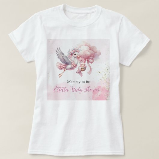 Cute Pink Stork Baby Shower Mommy to Be T-Shirt