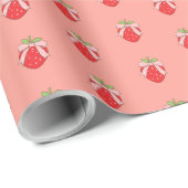 Cute Pink Strawberry Geschenkpapier (Rolleneckpunkt)