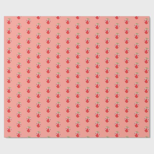 Cute Pink Strawberry Geschenkpapier (Flach)