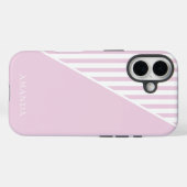 Cute Pink Striped Personalized Name Case-Mate iPhone Hülle (Rückseite (Horizontal))