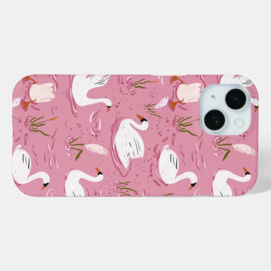 Cute Pink Swan Seamless Pattern Case-Mate iPhone Hülle (Rückseite (Horizontal))