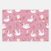 Cute Pink Swan Seamless Pattern Geschenkpapier Set (Vorderseite 2)