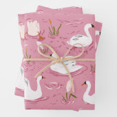 Cute Pink Swan Seamless Pattern Geschenkpapier Set (Beispiel)