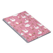 Cute Pink Swan Seamless Pattern Notizblock (Rechte Seite)