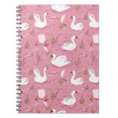 Cute Pink Swan Seamless Pattern Notizblock (Vorderseite)