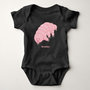 Cute pink tardigrade water bear cartoon baby strampler
