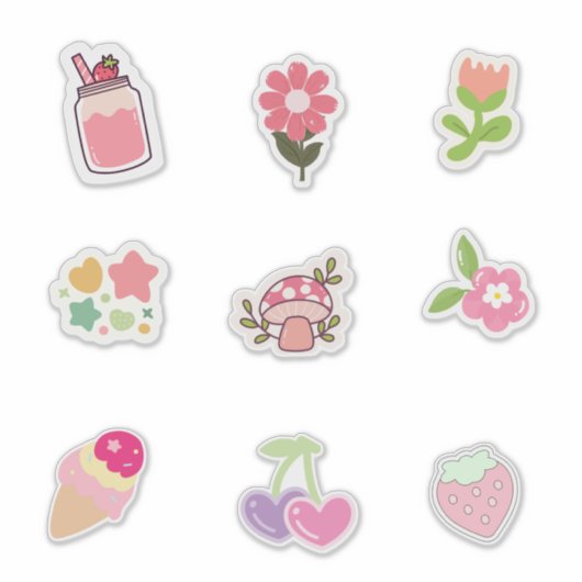 Cute Pink-Themed Stickers for Spring & Summer Vibe Aufkleber (Vorderseite)