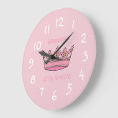 Cute Pink Tiara Grandpa's Little Princess Child's Große Wanduhr (Winkel)