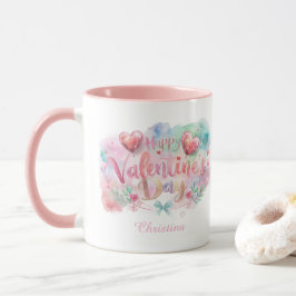 Cute Pink Typography Water Color Valentines Day Tasse