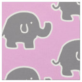 Cute-Pink und Graue Elefantenmuster Stoff (Nahaufnahme)