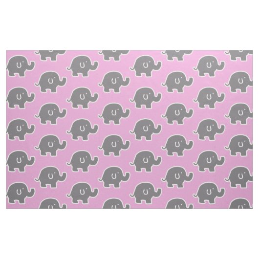 Cute-Pink und Graue Elefantenmuster Stoff (Fat Quarter (45,7 x 55,9 cm))