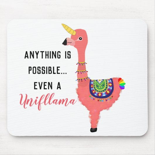 Cute Pink Unicorn Flamingo Llama Inspirational Mousepad (Vorne)