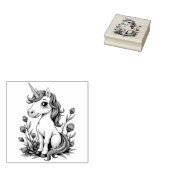 Cute Pink Unicorn Seated Amongst Scottish Thistles Gummistempel (Stempel)