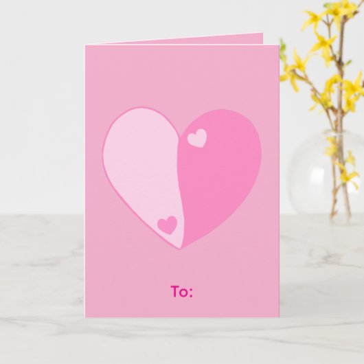 Cute pink Valentine's day  Karte (Gelbe Blume)