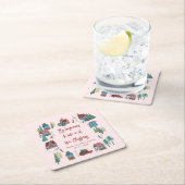 Cute Pink Village Christmas Party Rechteckiger Pappuntersetzer (Vor Ort)