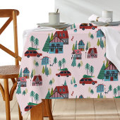 Cute Pink Village Pattern Christmas  Tischdecke