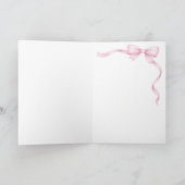Cute Pink Watercolor Bows Pattern Girl Birthday Karte (Innenseite)