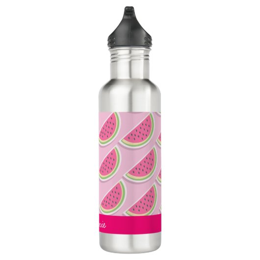 Cute Pink Watermelon Pattern Personalised Edelstahlflasche (Rechts)