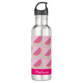 Cute Pink Watermelon Pattern Personalised Edelstahlflasche (Vorderseite)
