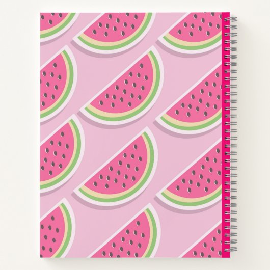 Cute Pink Watermelon Pattern Personalised Notizblock (Rückseite)