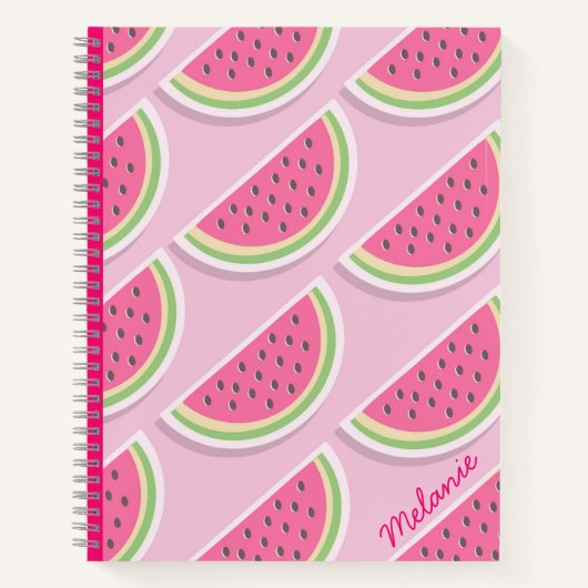 Cute Pink Watermelon Pattern Personalised Notizblock (Vorderseite)