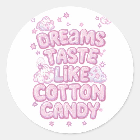 Cute Pink Whimsical Dreamer Typography Runder Aufkleber (Vorderseite)