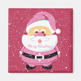 Cute pink whimsical Santa Claus Christmas magenta Magnet