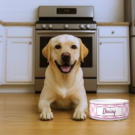 Cute Pink White Gingham Checkered Pattern Name Napf