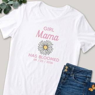 Cute Pink & White Girl Mama Established Date Tri-Blend Shirt