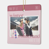 Cute Pink Winter Ski Theme Keepsake Photo  Keramikornament (Links)